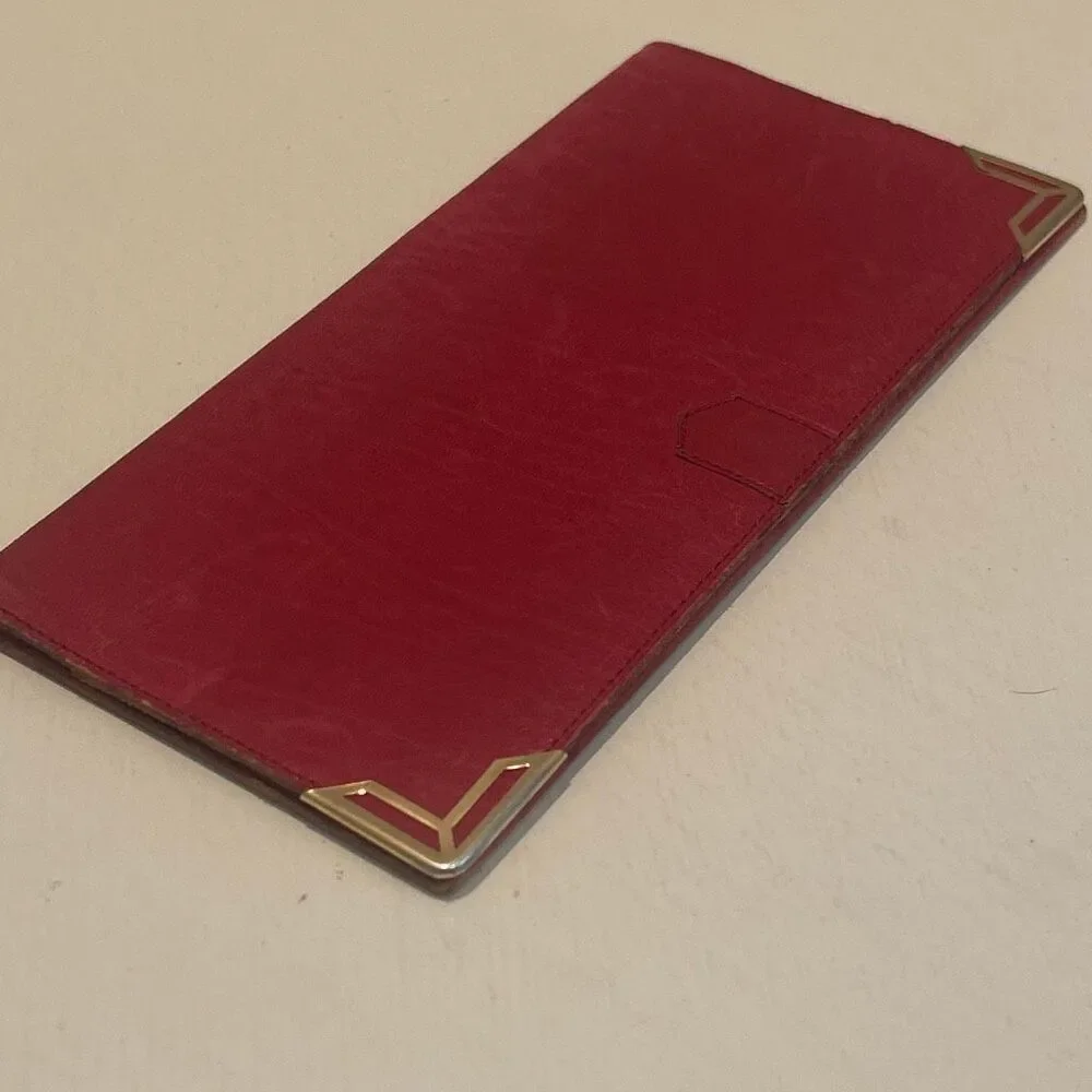 Vintage YSL Bifold Long Wallet Red Leather Gold Accent Sleek Iconic Bold Luxury